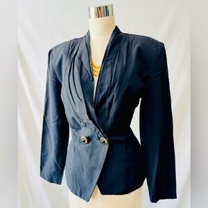 Cline-Kolarek Vintage Blazer with Statement Collar and‎ Gold Buttons